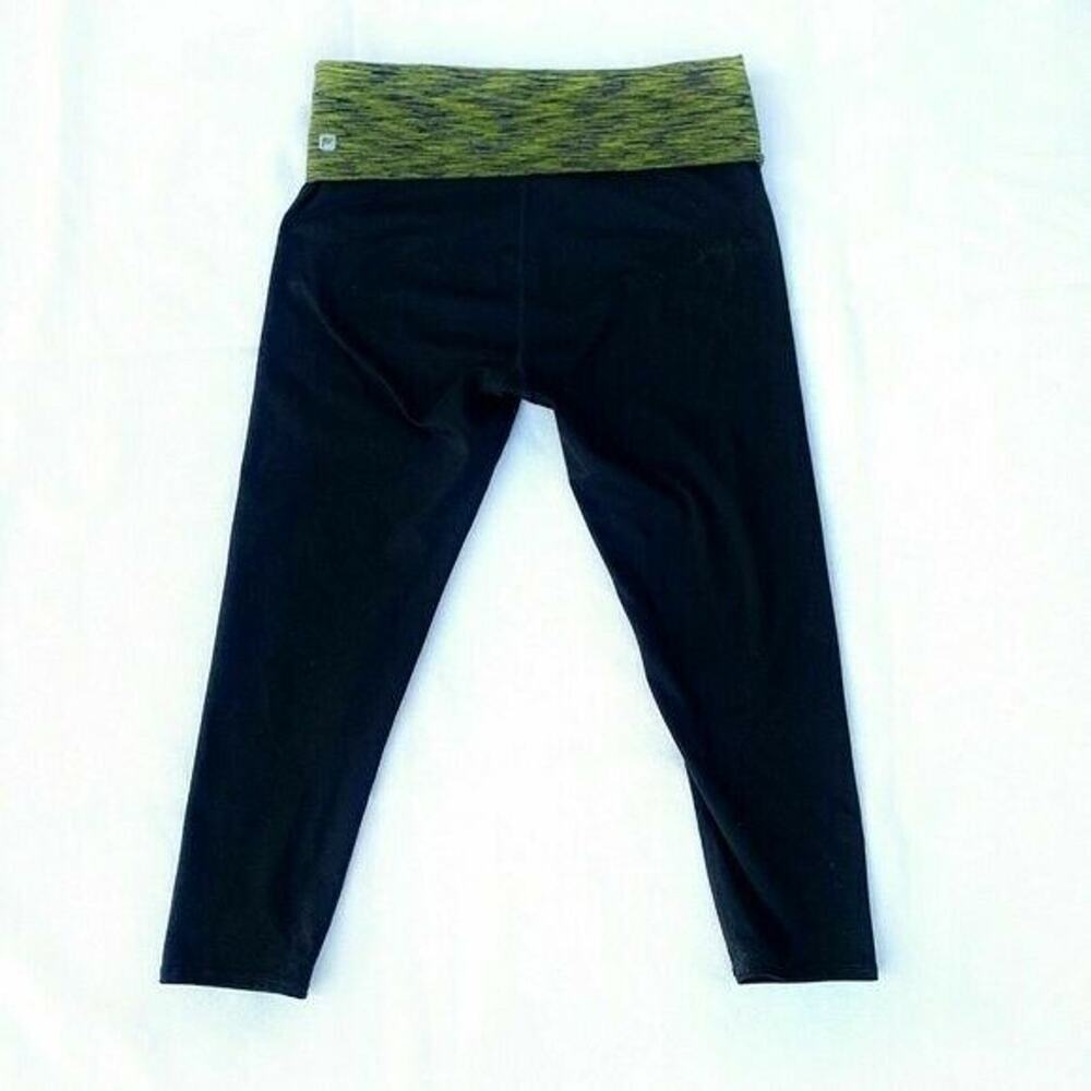 fabletic black Crop Capri Sz S Legging Pants yoga running sport fold over waist